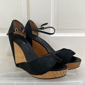 Emporia Armani wooden wedges. Black size 39 1/2​​​​​​​​​​​​​​